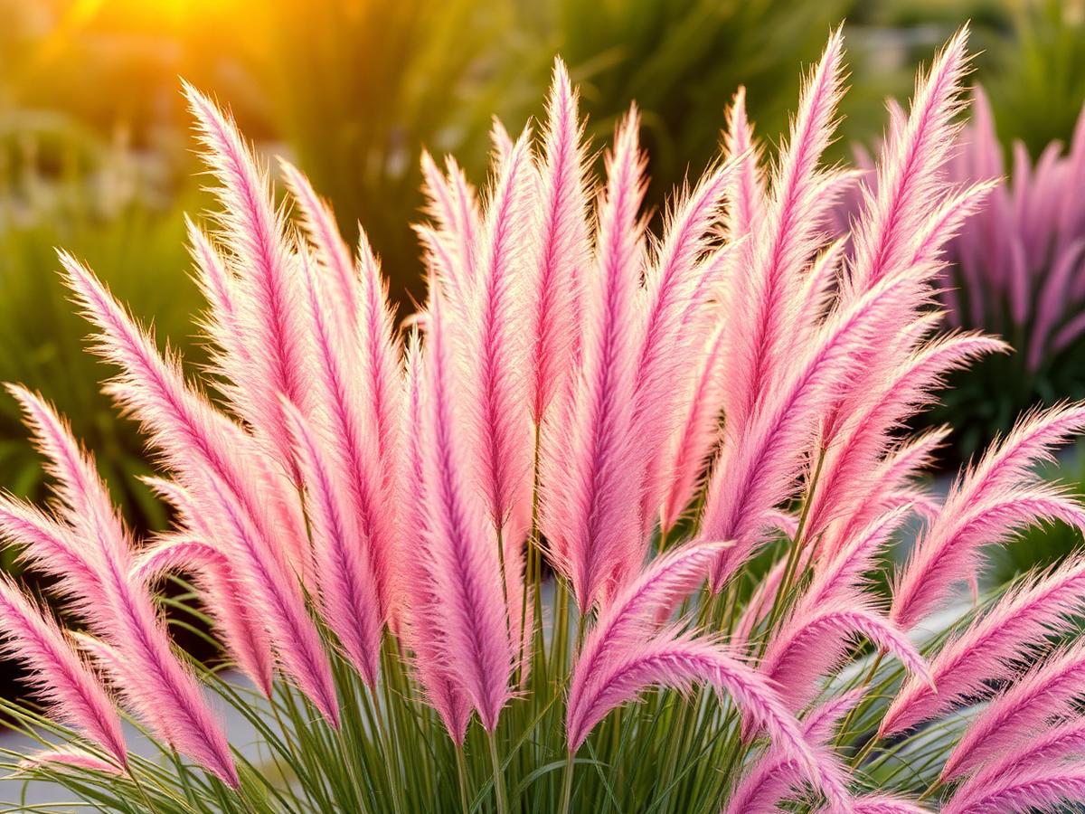 Dwarf Fountain Grass (Pennisetum alopecuroides 'Hameln') in a landscape setting
